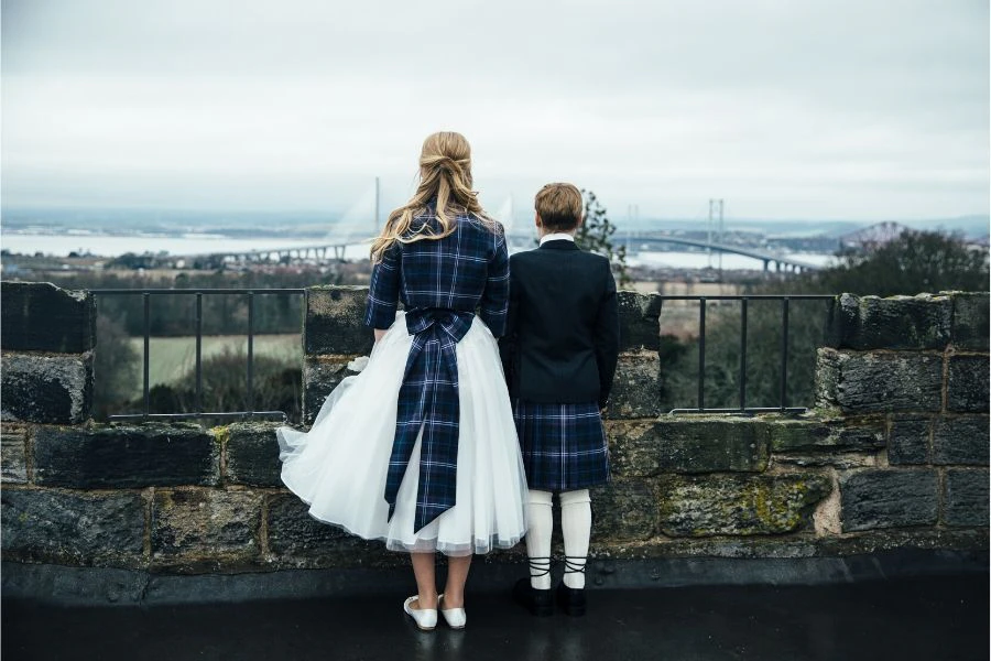 Girl's Wool Tartan Sash with Bow