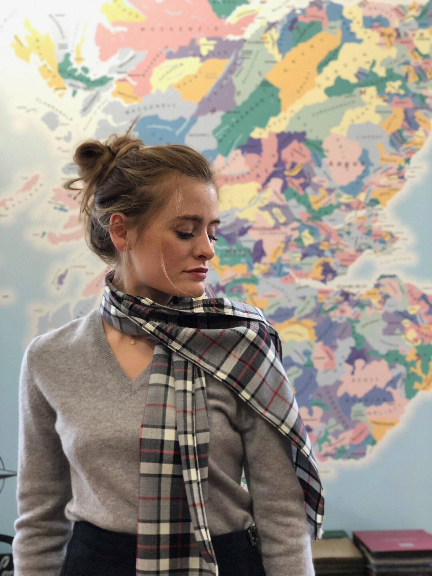 Thompson Grey Woven Tartan Scarf