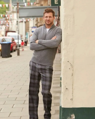 Slim fit tartan trousers men's on sale