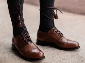 Ghillie Brogues Scozzese Kilt Shoes Ghillie Brogues In Pelle, Taglie UK 6 A 13, Nero (Nero ), 40 2/3 EU - Foto 8