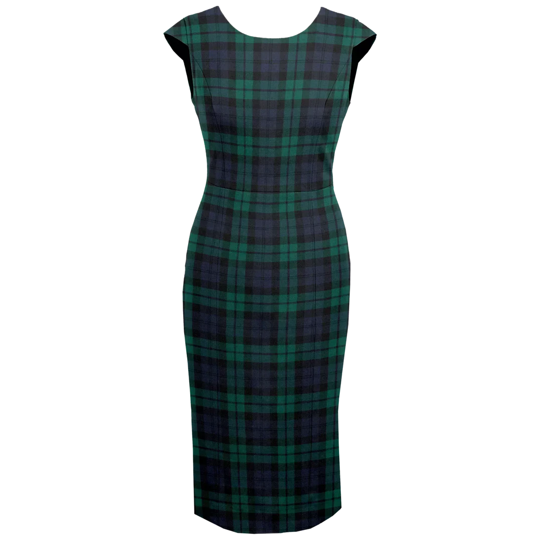 Plaid Shift Dress with Cap Sleeve (Morrison Green Modern) Plaid Shift Dress with Cap Sleeve (Morrison Green Modern)