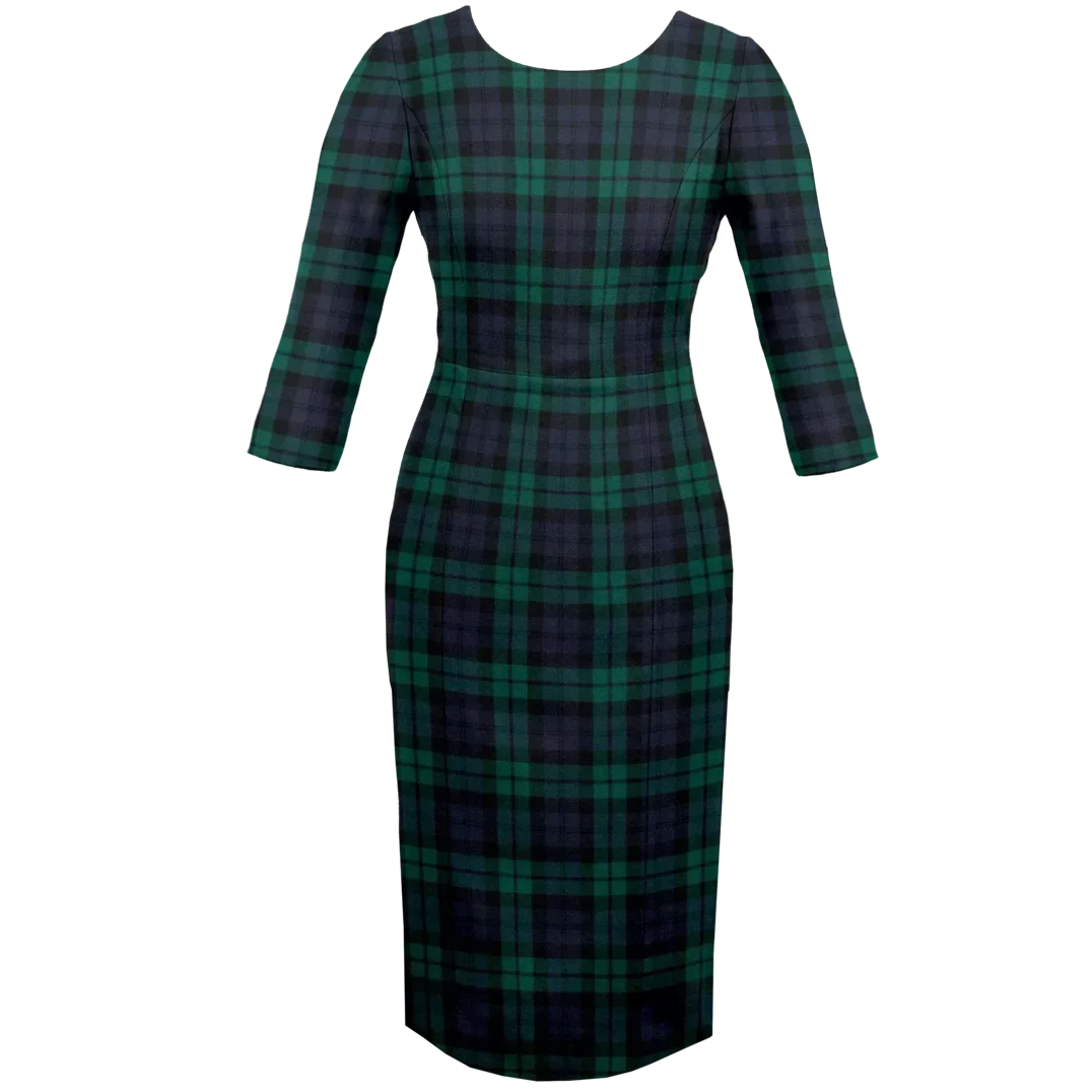Plaid Shift Dress with Elbow Length Sleeve (New York City) Plaid Shift Dress with Elbow Length Sleeve (New York City)