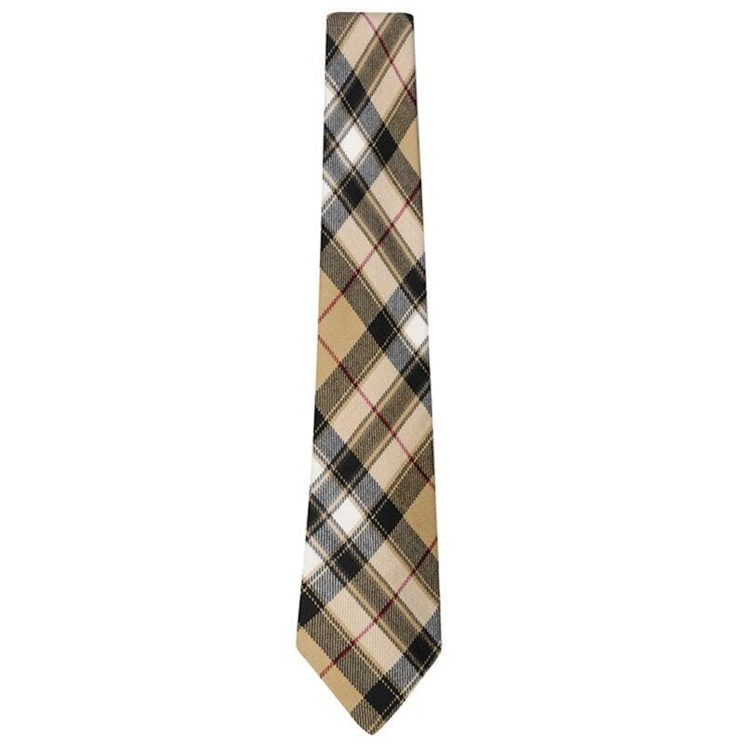 Cravatta Uomo In Tweed Lana Fantasia Tartan Scozzese Nera E Marrone - Fashion Habitat UK