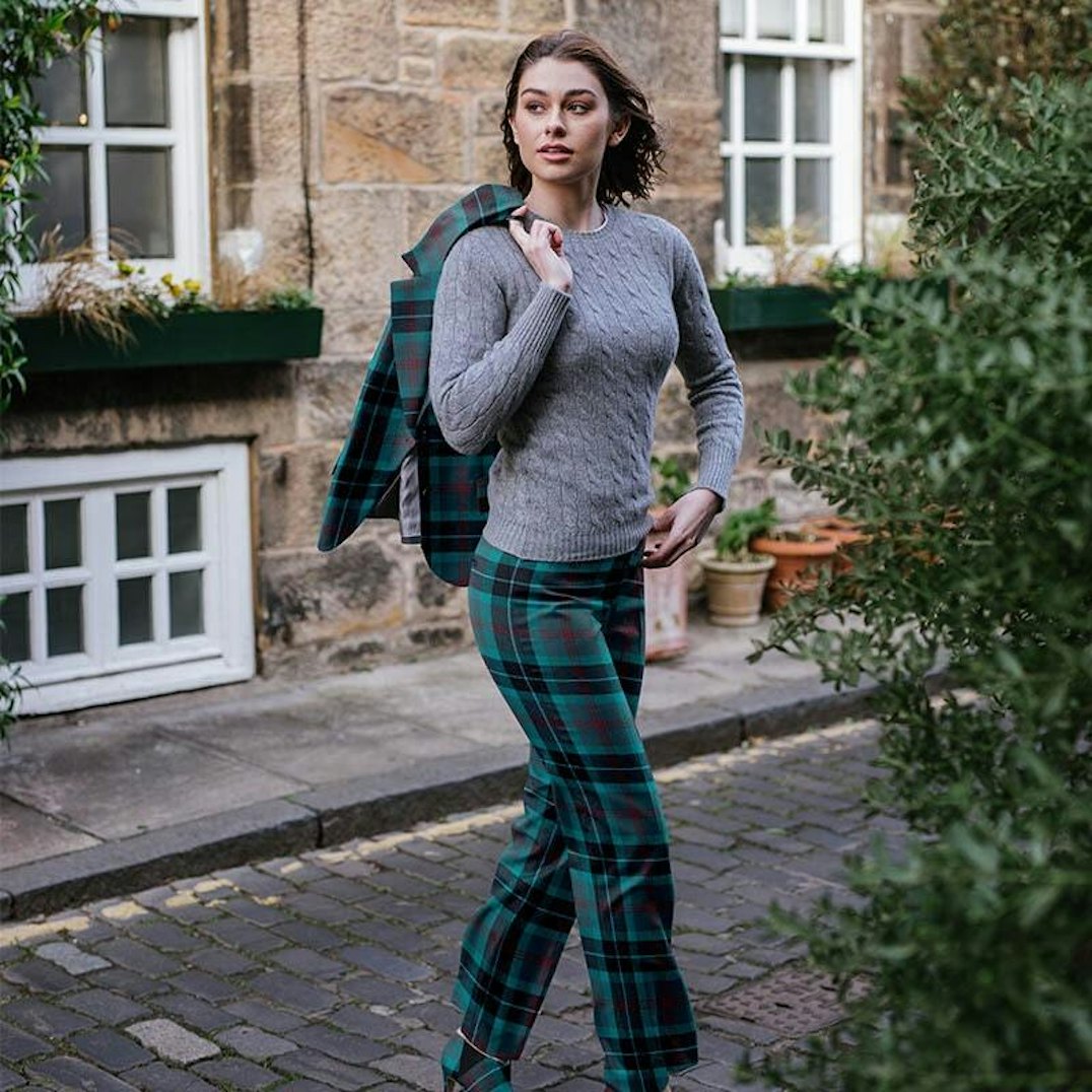 Women's Plaid Pants with Broad Waistband Up to 500… ScotlandShop