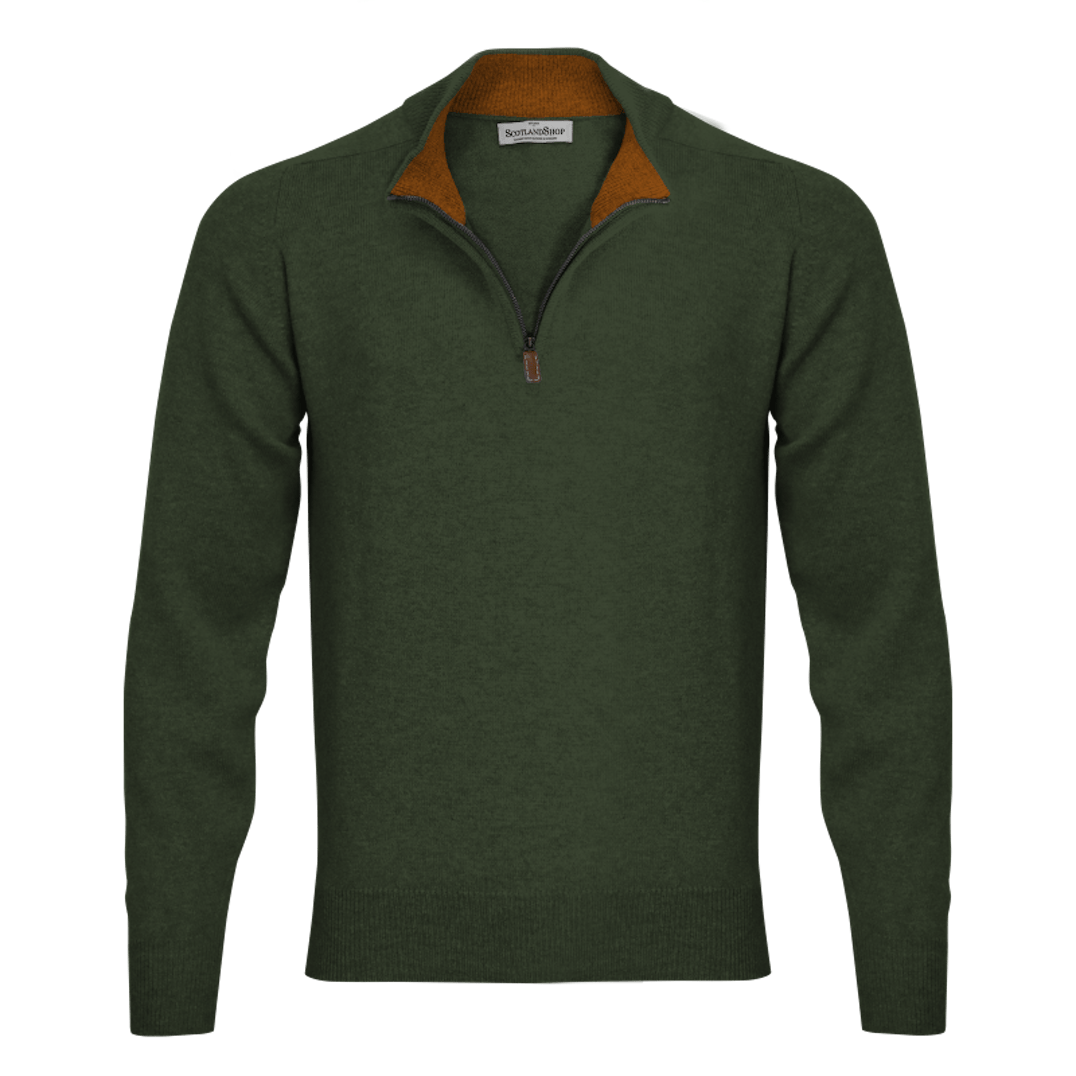 Men's Quarter Zip Lambswool Sweater Up to 500 Tartans ScotlandShop