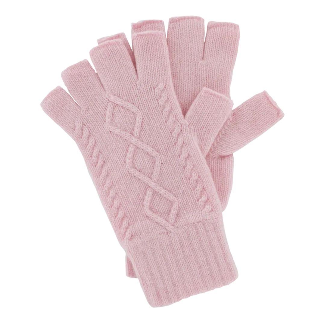 Women's Cashmere Aran Cable Knit Fingerless Gloves ScotlandShop