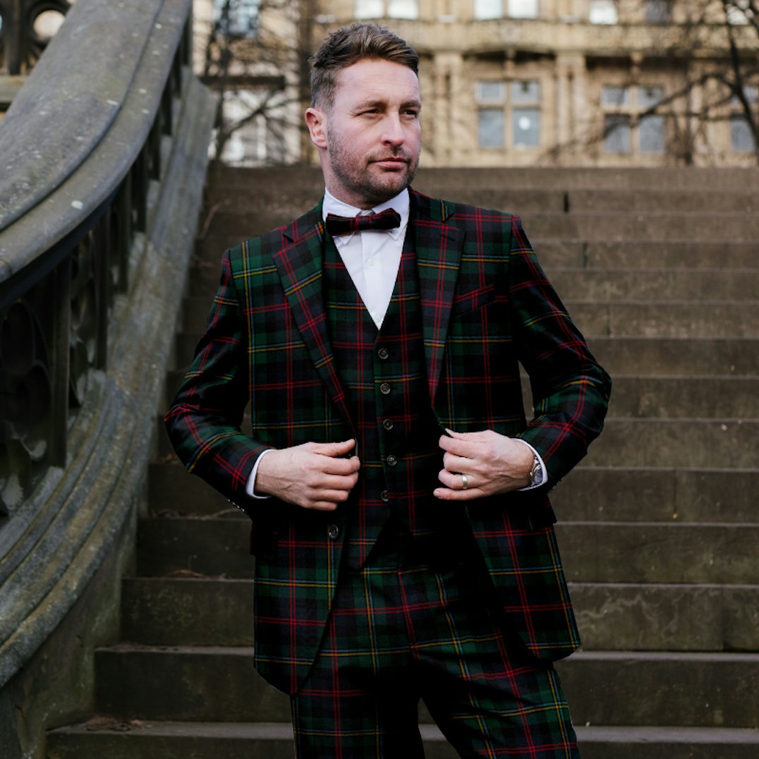 Men's Plaid Suit Jacket Made from Plaid Woven in Scotland